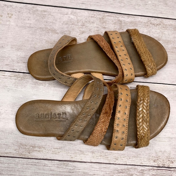 BedStu Henna Womens Leather Strappy Flat Sandals Size 8 Tan - Picture 12 of 12